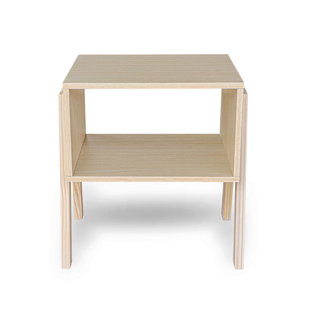 Set of 2 Stackable Natural Oak End Tables with Storage Shelf – Particle Board & Solid Pine Legs - Image 10