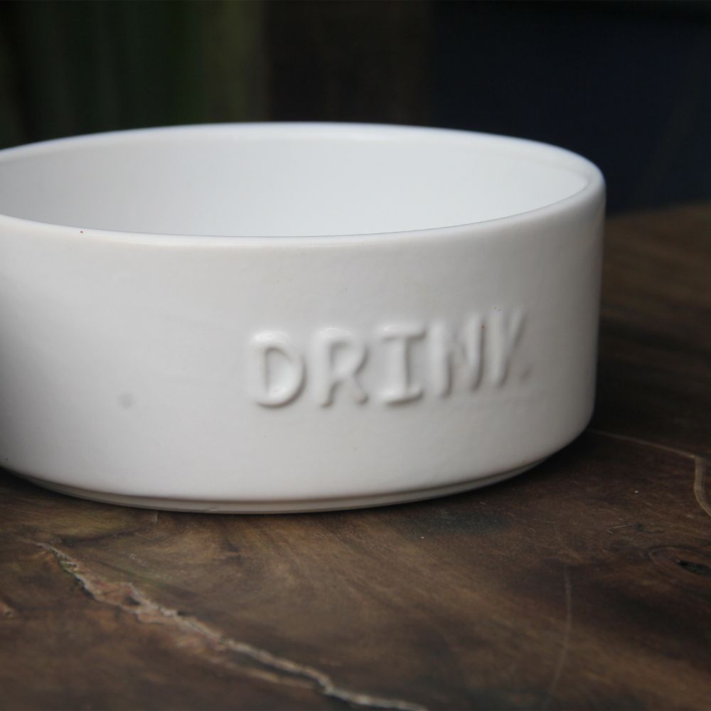 Set of 2 Stoneware Pet Bowls for Cats & Small Dogs – White Cute Text High-Gloss Easy-Clean Pet Dish - Image 8