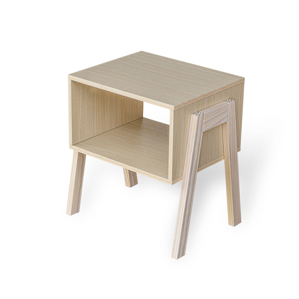 Set of 2 Stackable Natural Oak End Tables with Storage Shelf – Particle Board & Solid Pine Legs - Image 9