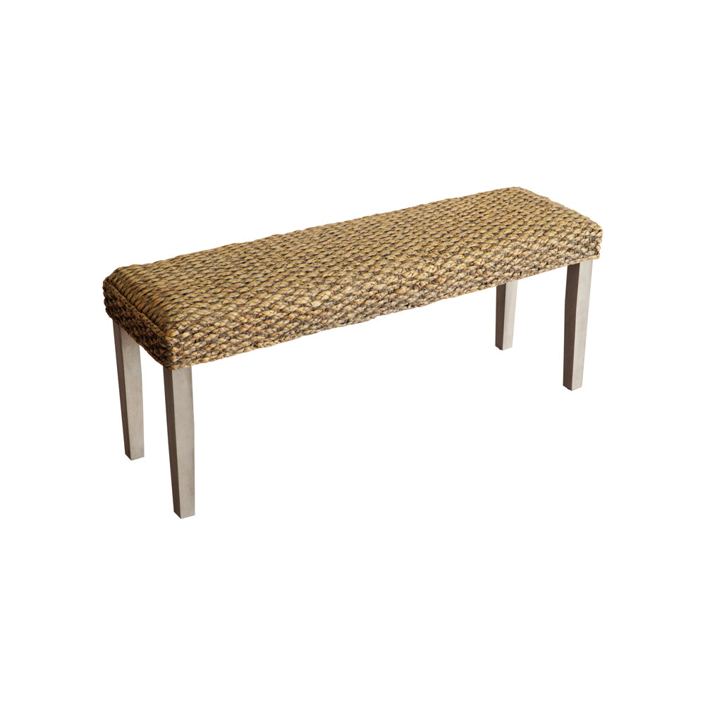 Handmade Acacia Indoor Bench with Grey Water Hyacinth Braided Seat - Image 5