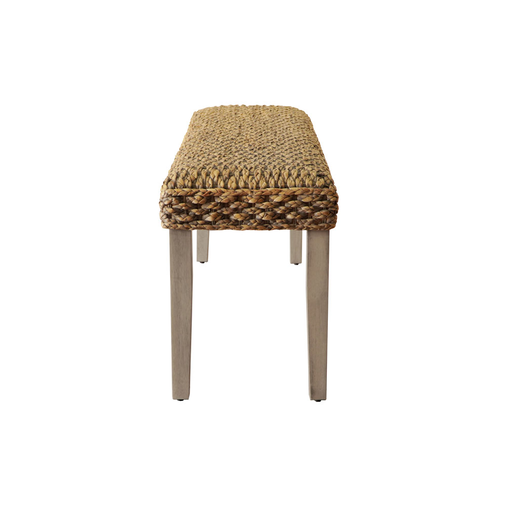 Handmade Acacia Indoor Bench with Grey Water Hyacinth Braided Seat - Image 4