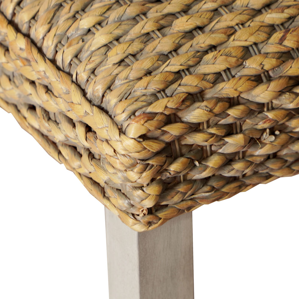 Handmade Acacia Indoor Bench with Grey Water Hyacinth Braided Seat - Image 3