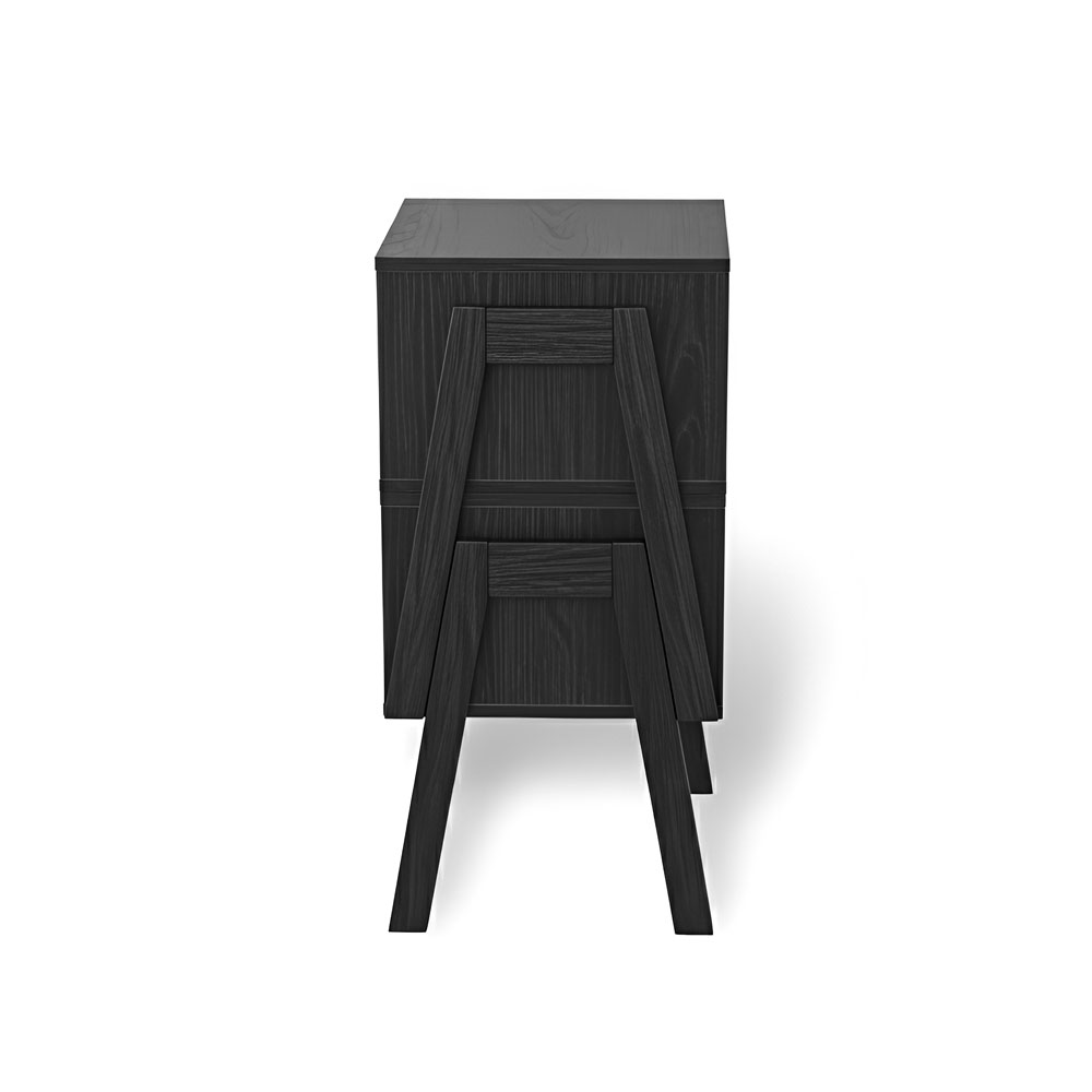 Set of 2 Stackable Black End Tables with Storage Shelf – Particle Board & Solid Pine Legs - Image 16