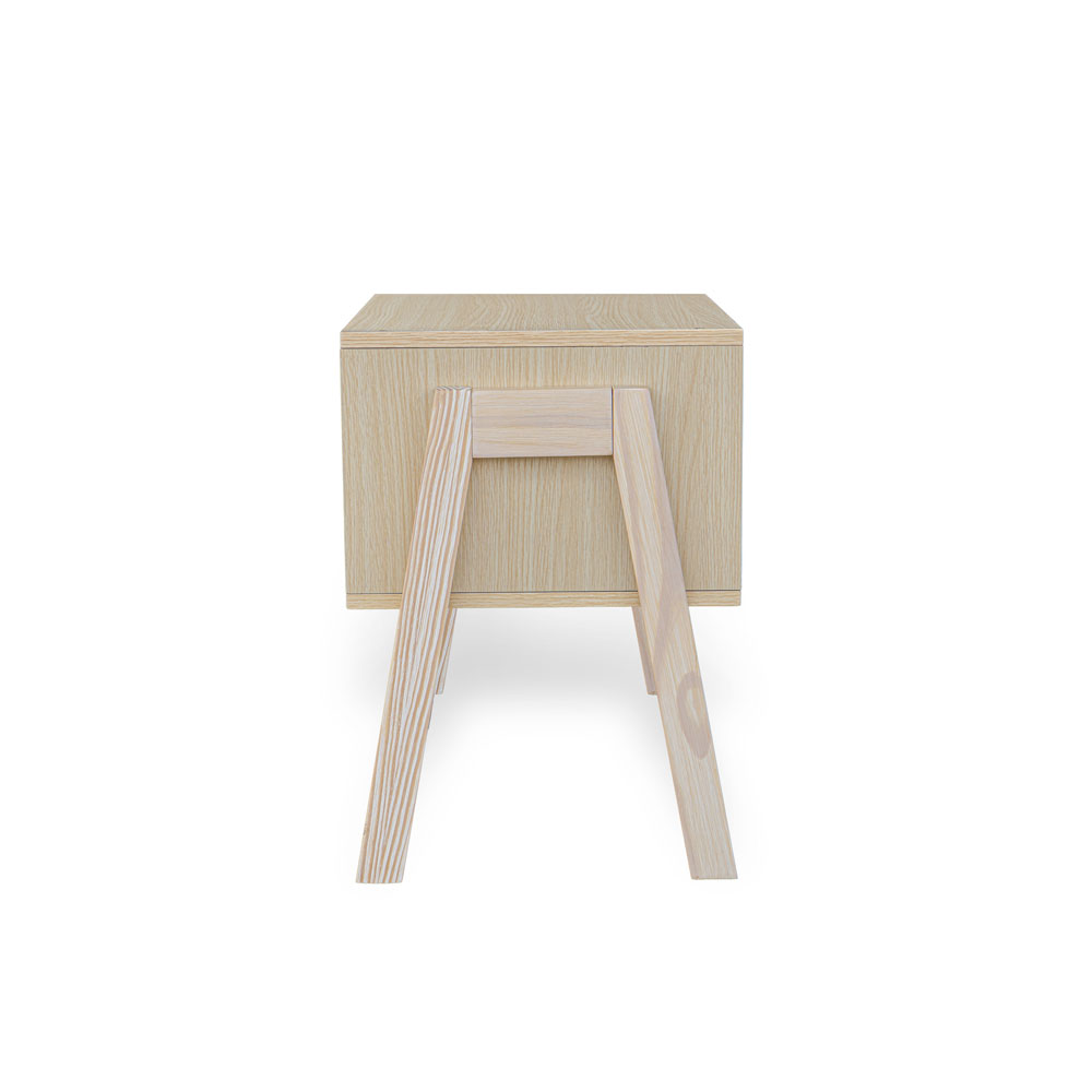 Set of 2 Stackable Natural Oak End Tables with Storage Shelf – Particle Board & Solid Pine Legs - Image 8