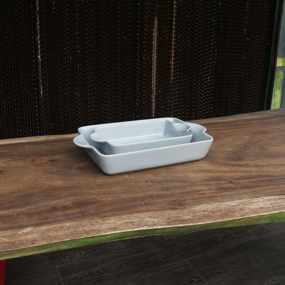 Stoneware Baking Sheet Set with Handles – Set of 2 Kitchen Baking Dishes (Big & Small) - Image 4