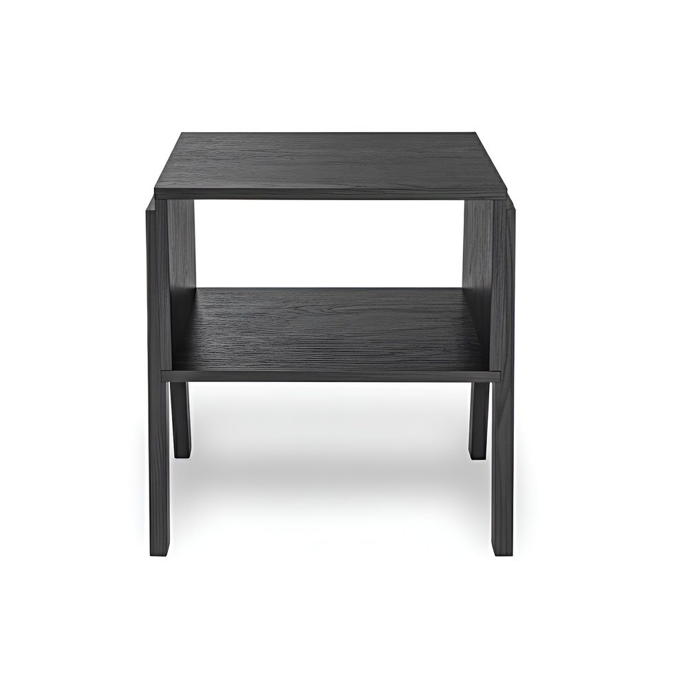 Set of 2 Stackable Black End Tables with Storage Shelf – Particle Board & Solid Pine Legs - Image 15