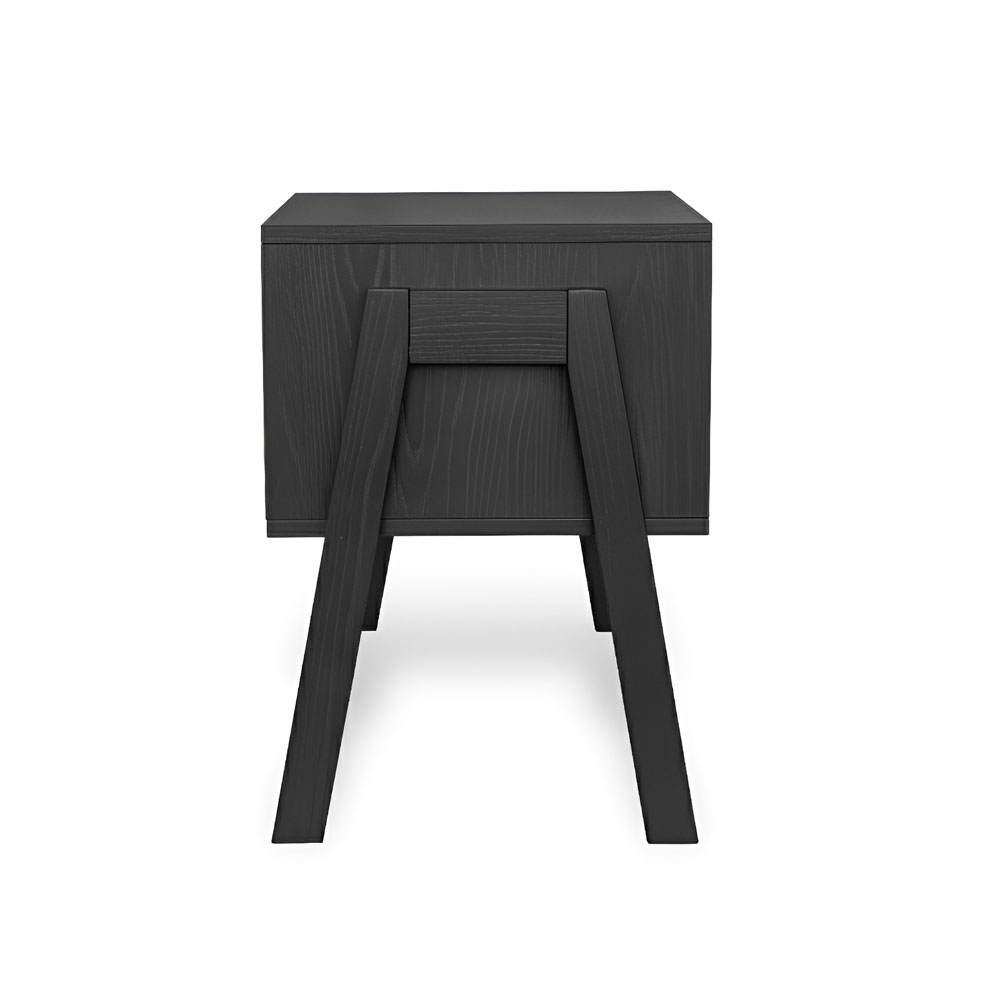 Set of 2 Stackable Black End Tables with Storage Shelf – Particle Board & Solid Pine Legs - Image 13