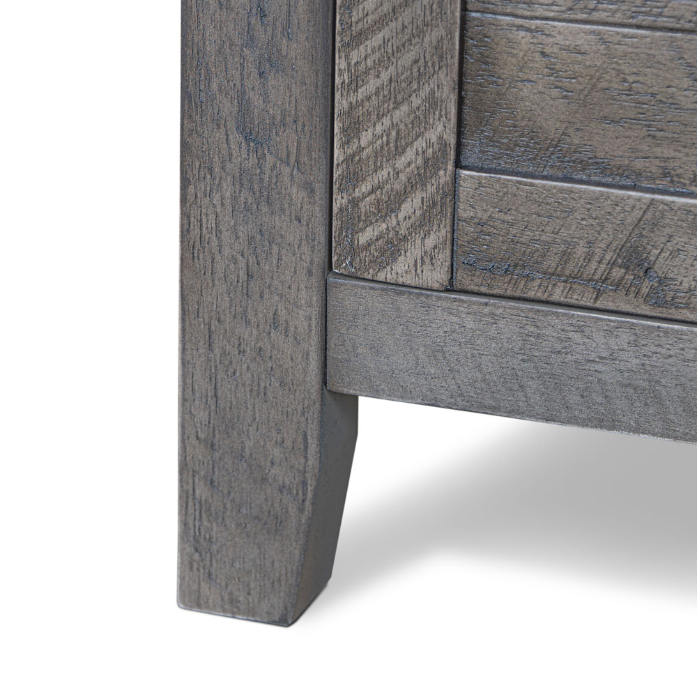 Solid Acacia Wood Nightstand – Rustic Gray Bedside Cabinet Storage Table - Image 23