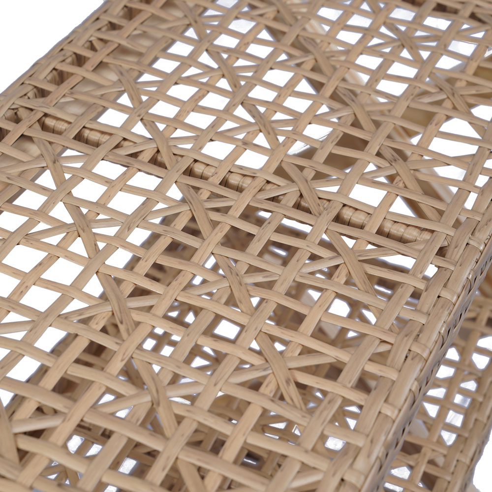 Foldable Pine Wood Shoe Rack with PE Wicker Shelves, Space-Saving 3-Tier Storage Organizer - Image 2