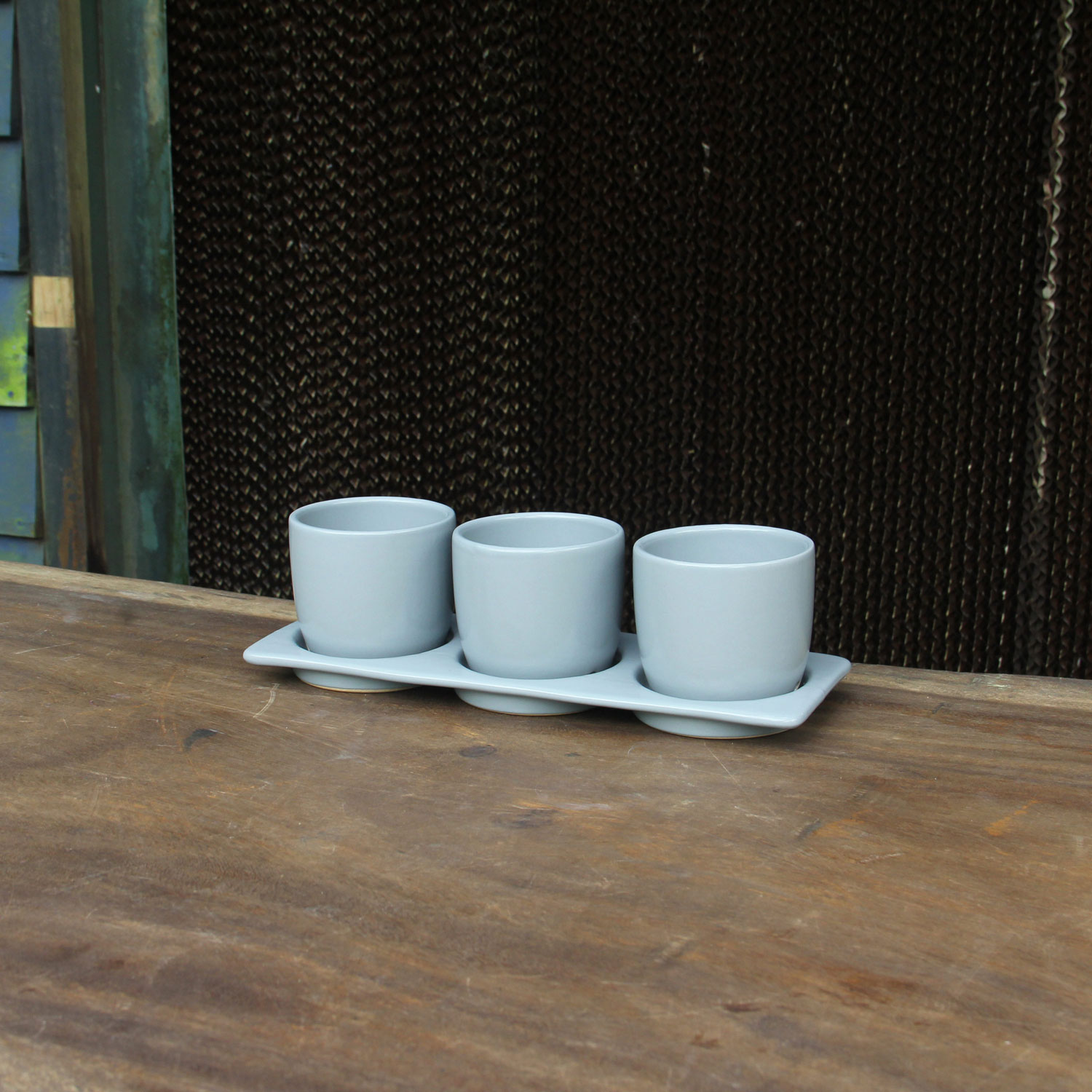 Light Gray Stoneware Indoor Planter Set with Tray – Minimalist Tabletop Plant Pots Indoor Planters Without Drainage Holes – Minimalist Decorative Plant Pots for Home Décor (Set of 3) - Image 8