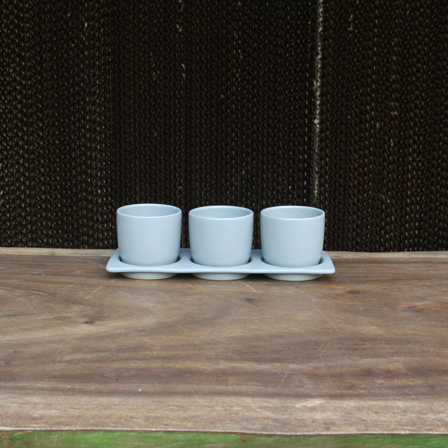 Light Gray Stoneware Indoor Planter Set with Tray – Minimalist Tabletop Plant Pots Indoor Planters Without Drainage Holes – Minimalist Decorative Plant Pots for Home Décor (Set of 3) - Image 7