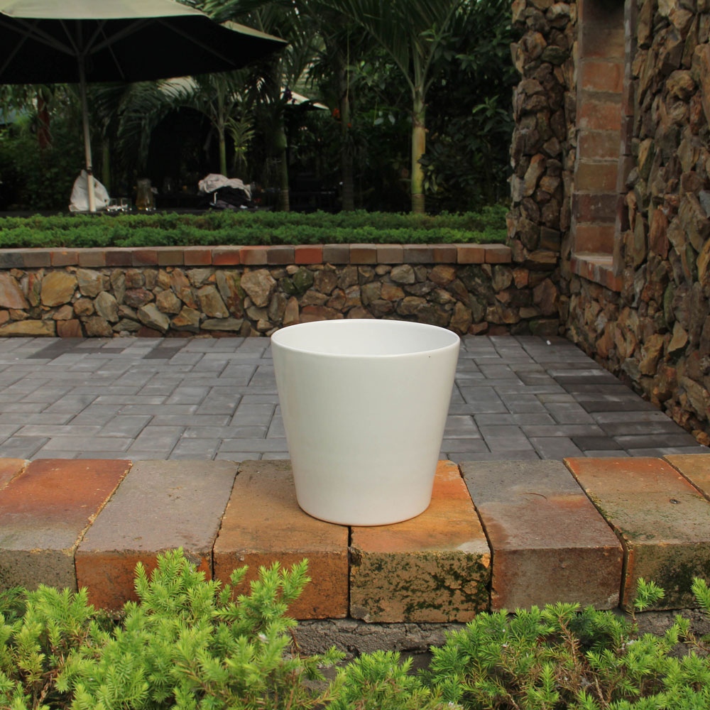 Indoor Planters Without Drainage Holes – Minimalist Decorative White Plant Pots for Home Décor (Set of 2) - Image 5