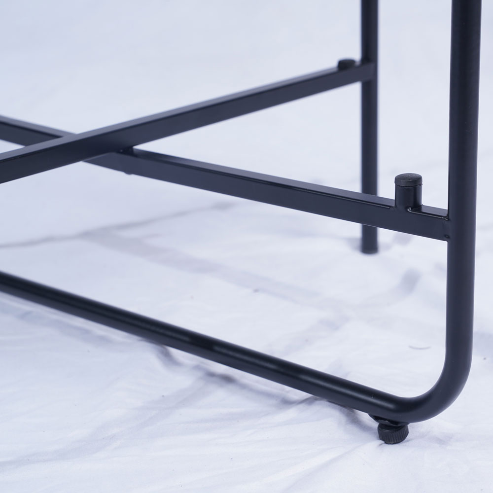 Round 2-Tier End & Gray Side Table with Foldable Steel Frame and MDF Shelves - Image 5