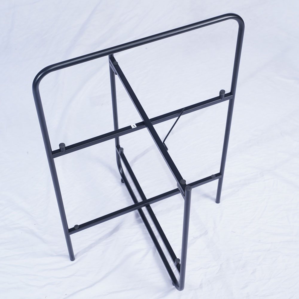 Round 2-Tier End & Gray Side Table with Foldable Steel Frame and MDF Shelves - Image 4