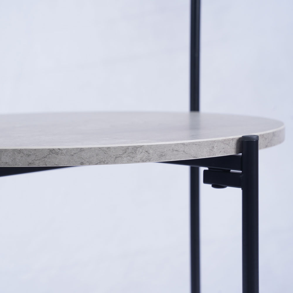 Round 2-Tier End & Gray Side Table with Foldable Steel Frame and MDF Shelves - Image 6