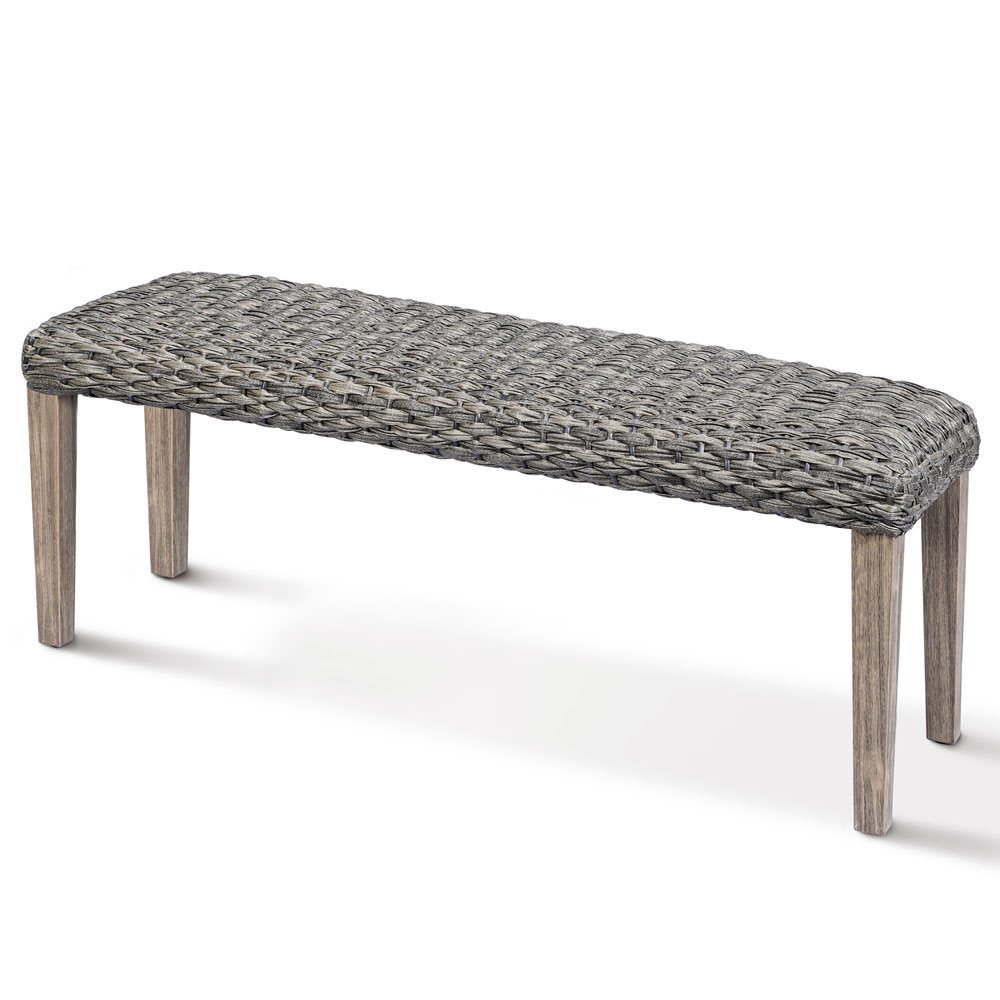 Outdoor Patio Bench with Acacia Solid Wood Frame and PE Wicker Seat - Image 5