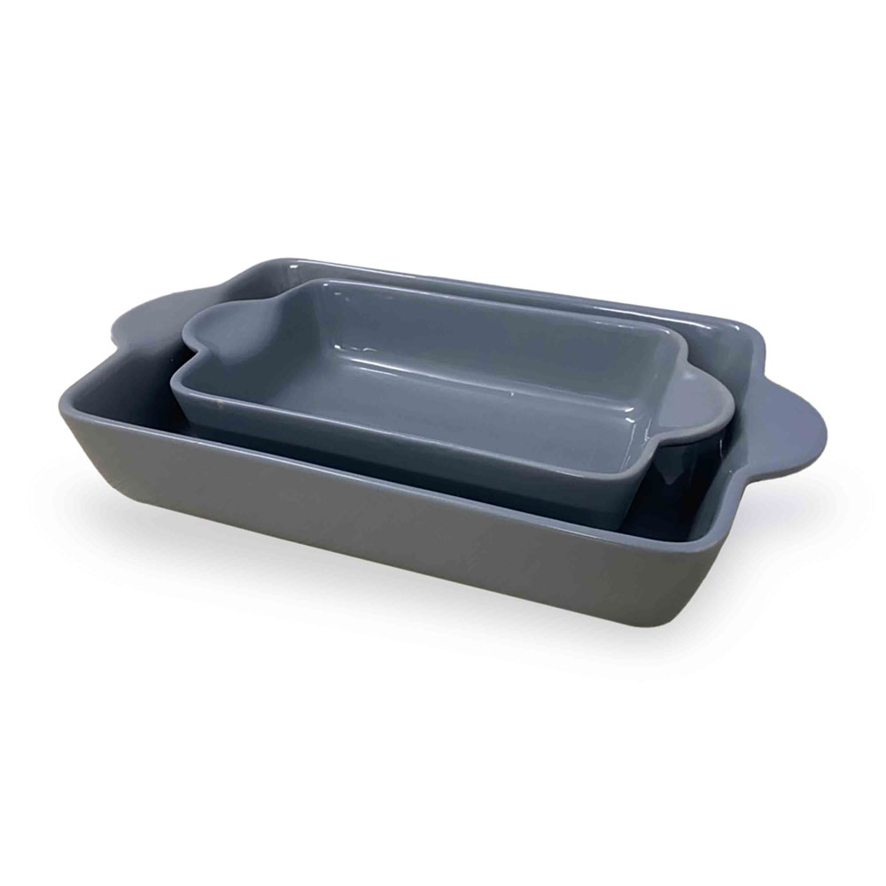 Stoneware Baking Sheet Set with Handles – Set of 2 Kitchen Baking Dishes (Big & Small)