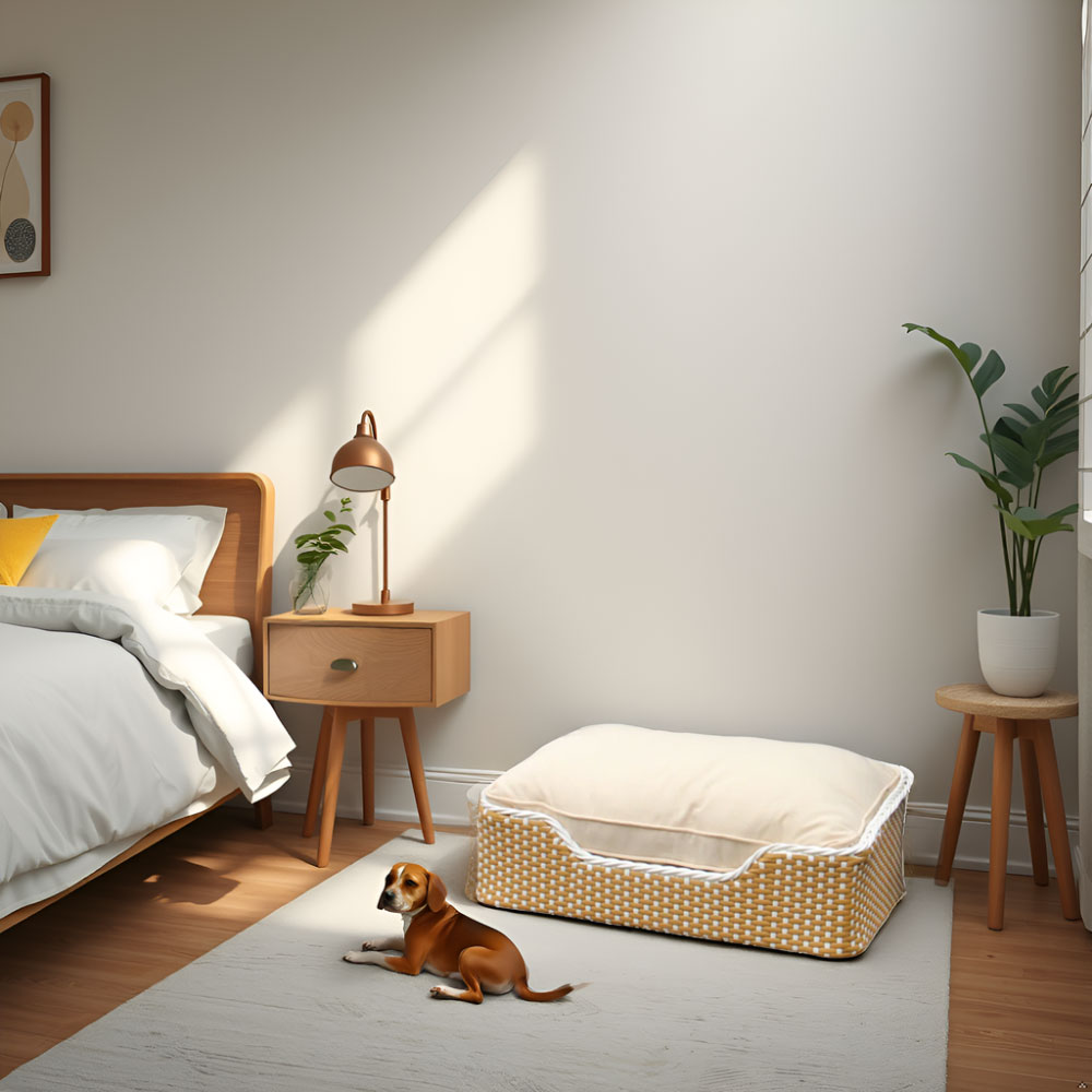 Hand-Woven Wicker Cat Bed with Removable Cushion – Powder-Coated Steel Frame Pet Sofa - Image 7