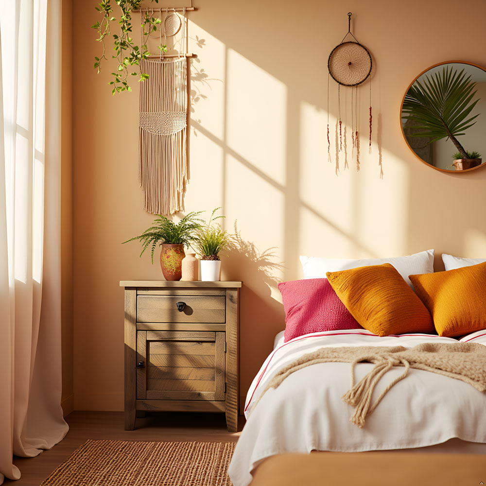 Solid Acacia Wood Nightstand – Rustic Gray Bedside Cabinet Storage Table - Image 9