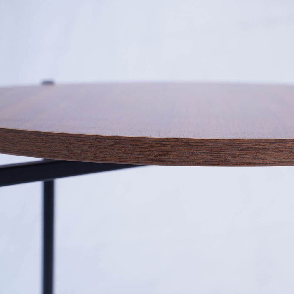 Round 2-Tier End & Brown Side Table with Foldable Steel Frame and MDF Shelves - Image 13