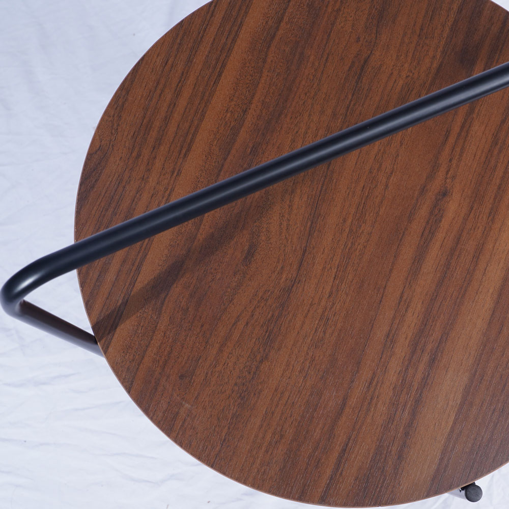 Round 2-Tier End & Brown Side Table with Foldable Steel Frame and MDF Shelves - Image 11