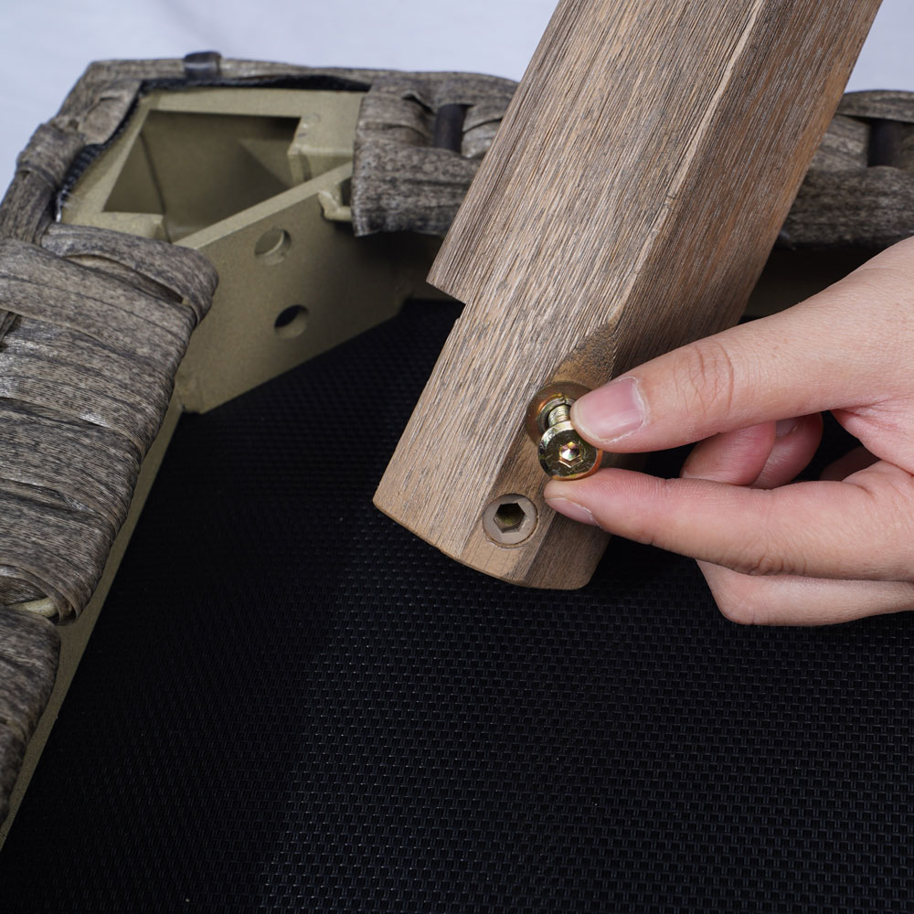 Outdoor Patio Bench with Acacia Solid Wood Frame and PE Wicker Seat - Image 4